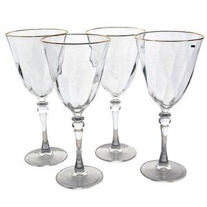 4 Cristal D'Arques Lystra Gold Water Glasses 8" crystal wine goblet elegant